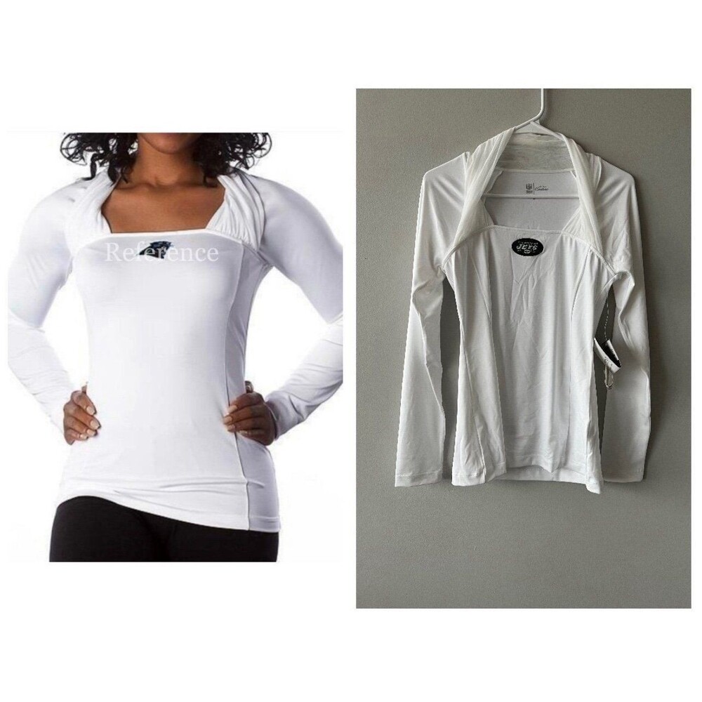 All Sport Couture NFL Team Apparel Women Medium Jets Long Sleeve White Top